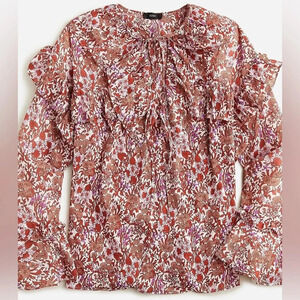 J.Crew Ruffle crinkle chiffon top in fête floral Size XXS